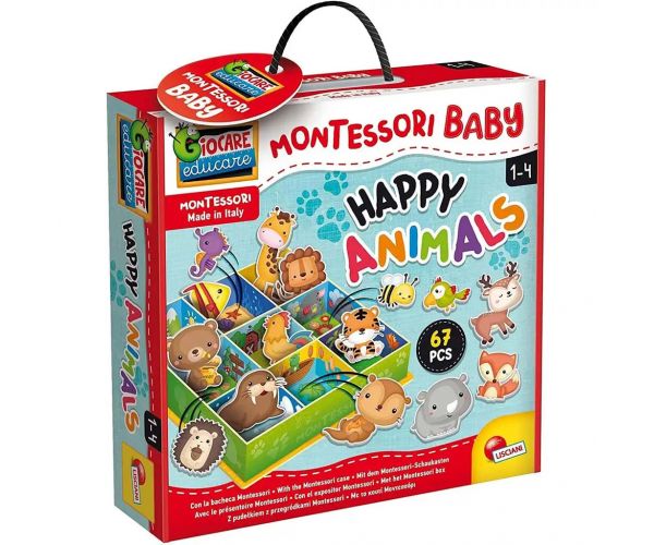 Montessori: Boldog állatok játékgyűjtemény 67db-os szett - Lisciani