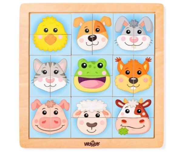 Montessori állatfejes fa kirakó - Woodyland