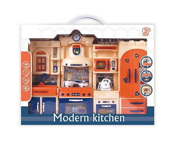 Modern Kitchen narančasto-plava kuhinja sa zvukom i svijetlom