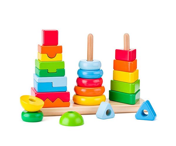 Montessori set igračaka za izgradnju drvenog tornja - Woodyland