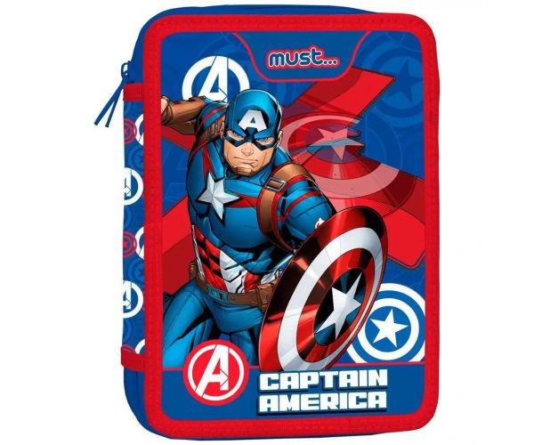 Must: Bosszúállók - Amerika kapitány kétszintes töltött tolltartó 15x21x5cm