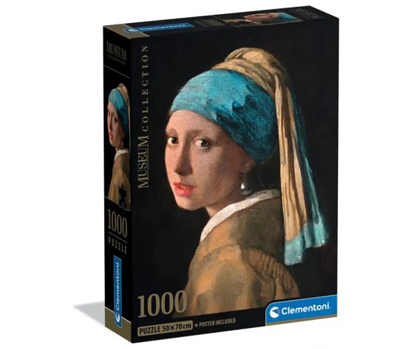 Museum Collection: Johannes Vermeer - Leány gyöngy fülbevalóval 1000 db-os puzzle poszterrel - Clementoni