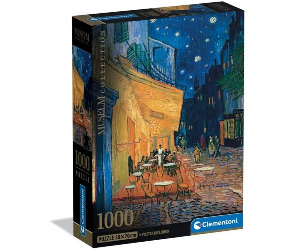 Museum Collection: Van Gogh - Kávézó terasz éjjel 1000 db-os puzzle poszterrel - Clementoni