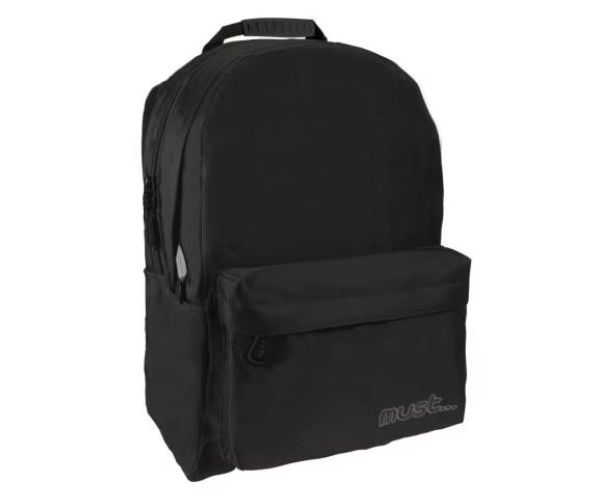 Must: Crna jednobojna RipStop školska torba, ruksak 32x17x42cm
