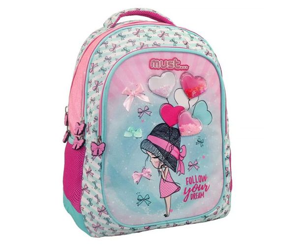 Must: Girl školska torba, ruksak sa tri odjeljka 32x18x43cm