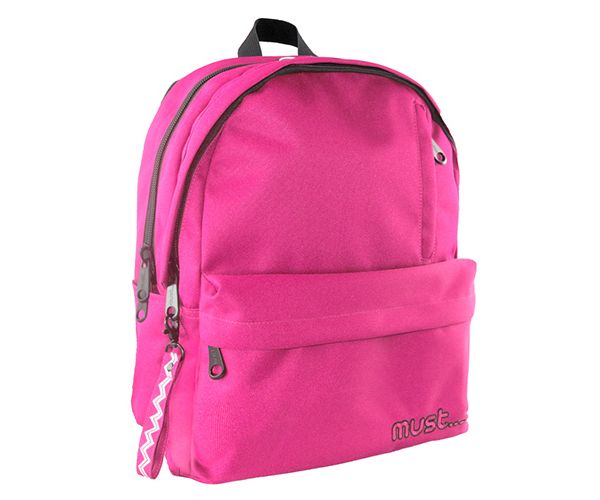Must: Pink színű lekerekített négyrekeszes iskolatáska, hátizsák