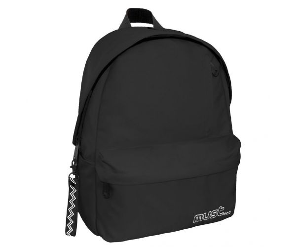 Must: Zaobljena crna školska torba s četiri odjeljka, ruksak 32x17x42cm