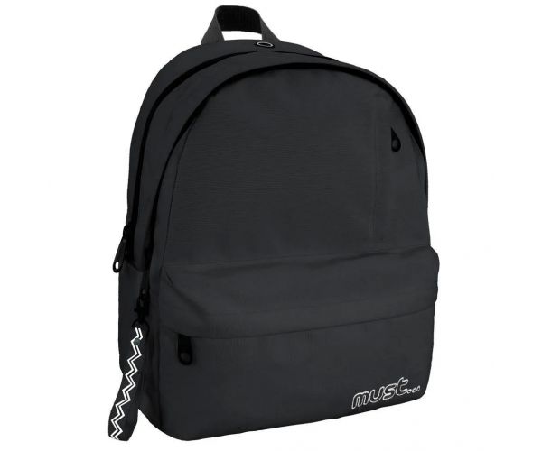 Must: Zaobljena crna školska torba s četiri odjeljka, ruksak 32x19x42cm
