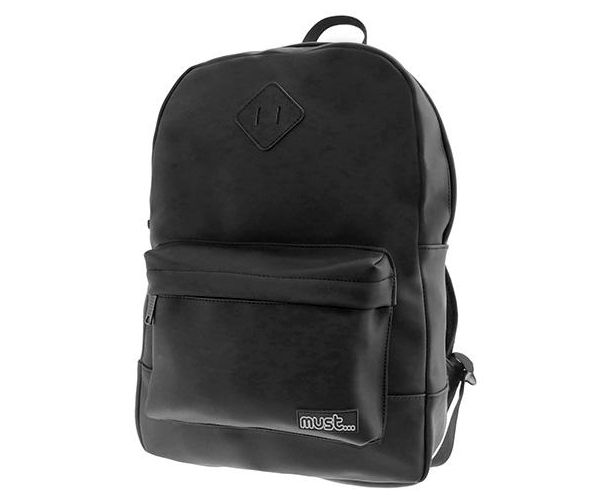 Must: Zaobljena crna školska torba s efektom kože, ruksak 30x13x41cm
