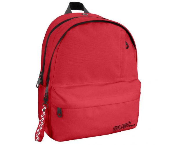 Must: Zaobljena crvena školska torba s četiri odjeljka, ruksak 32x19x42cm