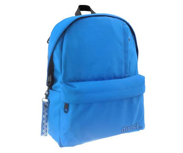 Must: Zaobljena plava školska torba s četiri odjeljka, ruksak 32x17x42cm
