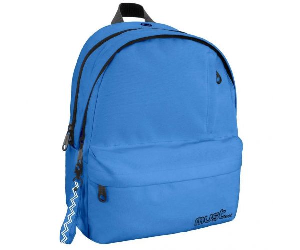 Must: Zaobljena plava školska torba s četiri odjeljka, ruksak 32x19x42cm