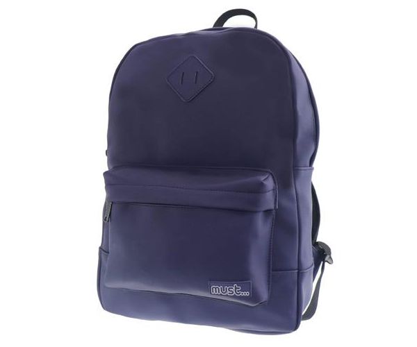 Must: Zaobljena plava školska torba s efektom kože, ruksak 30x13x41cm