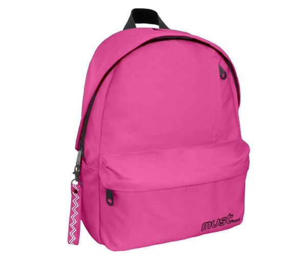 Must: Zaobljena roza školska torba s četiri odjeljka, ruksak 32x17x42cm