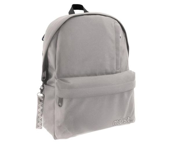 Must: Zaobljena siva školska torba s četiri odjeljka, ruksak 32x17x42cm