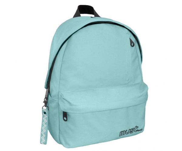 Must: Zaobljena svijetlo zelena školska torba s četiri odjeljka, ruksak 32x17x42cm