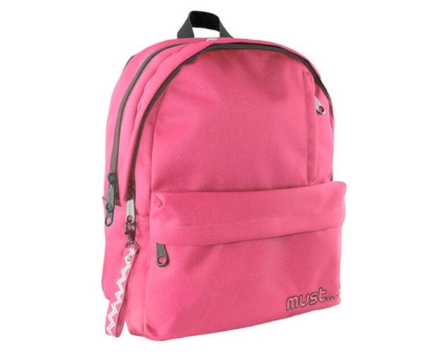 Must: Zaobljena svjetlo crvena školska torba s četiri odjeljka, ruksak 32x17x42cm