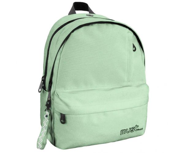 Must: Zaobljena svjetlozelena školska torba s četiri odjeljka, ruksak 32x19x42cm