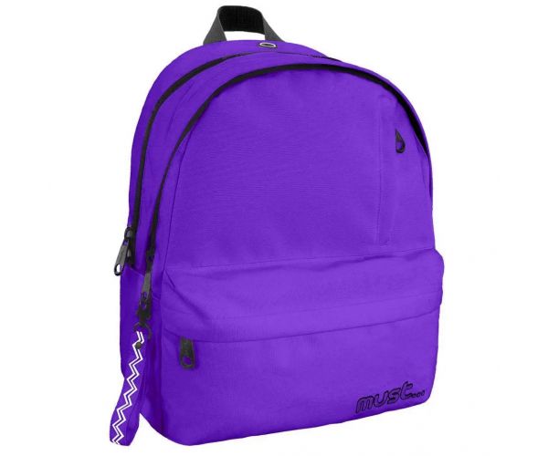 Must: Zaobljeni ljubičasti školski ruksak s četiri džepa, ruksak 32x19x42cm