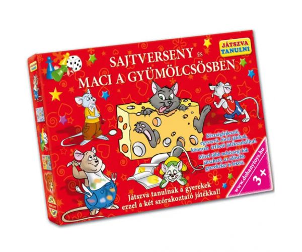 Sajtverseny és Maci a gyümölcsösben készségfejlesztő társasjáték - D-Toys