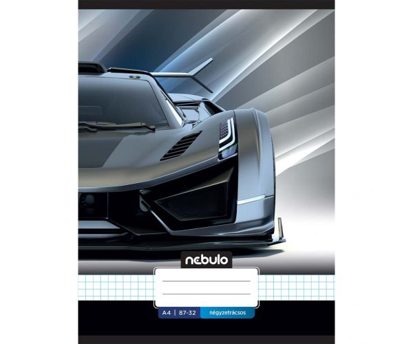 Nebulo: Bilježnica s kvadratićima A/4 87-32 s uzorkom sportskog automobila