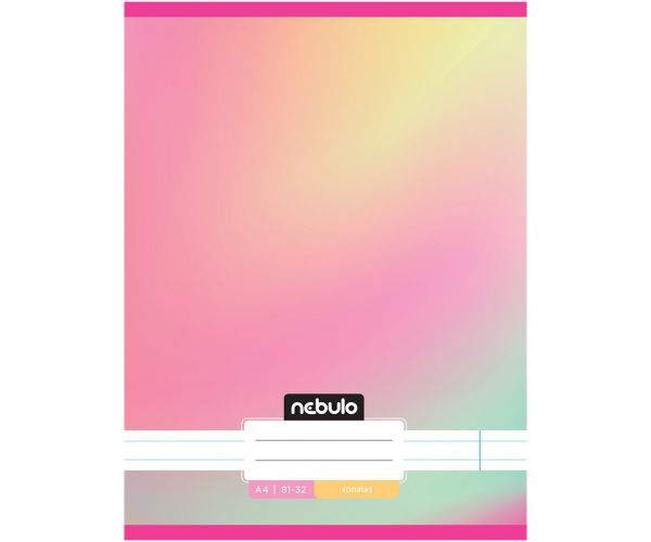 Nebulo: Spajalica bilježnica s crtama, pastelna duga, 81-32 A/4