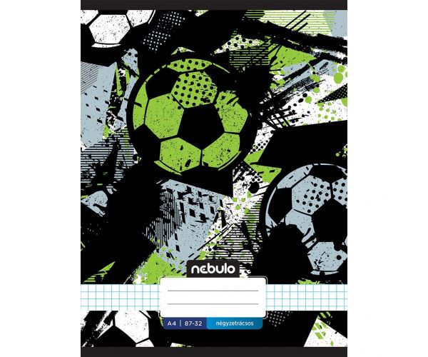 Nebulo: Spajalica bilježnica s uzorkom nogometne lopte na kvadratiće 87-32 A/4