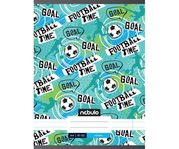 Nebulo: Tűzött vonalas football time feliratos füzet 81-32 A/4