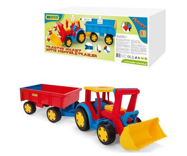 Ogromni traktor s prikolicom i prednjim utovarivačem - 110cm - Wader