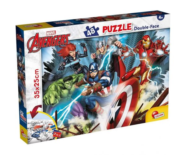 Bosszúállók 2 az 1-ben 48db-os puzzle és színező 35x25cm - Lisciani