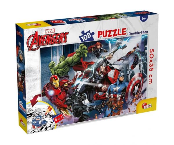 Bosszúállók 2 az 1-ben 108db-os puzzle és színező 50x35cm - Lisciani