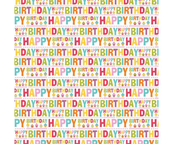 Happy Birthday feliratos csomagolópapír 100x70cm
