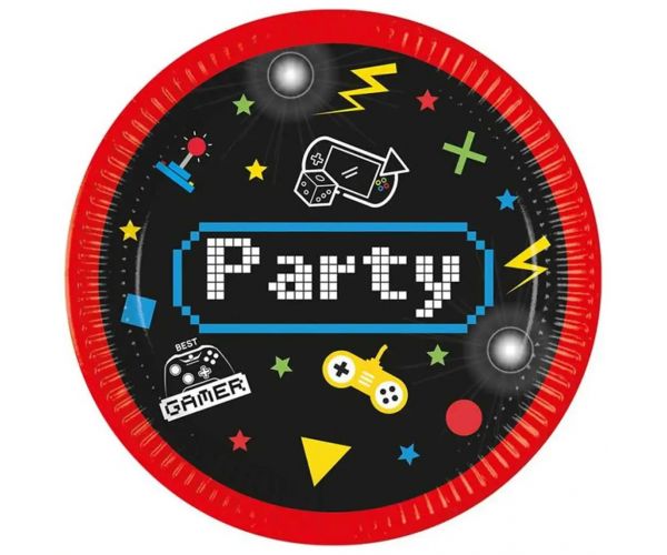 Papirnati tanjuri s uzorkom za gamersku zabavu, set od 8 komada, 20 cm