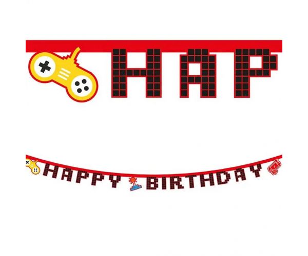 Party banner s motivom za gamere 200 cm