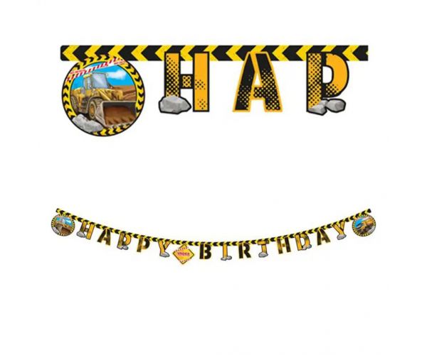 Party banner s uzorkom radnih strojeva 200 cm