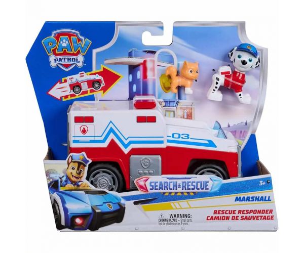 Mancs Őrjárat: Search & Rescue Hátrahúzható Marshall járgánya figurával - Spin Master