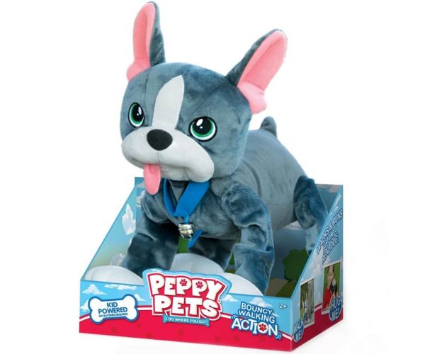 Peppy Pets: Francia bulldog plüss kutya pórázzal 28cm