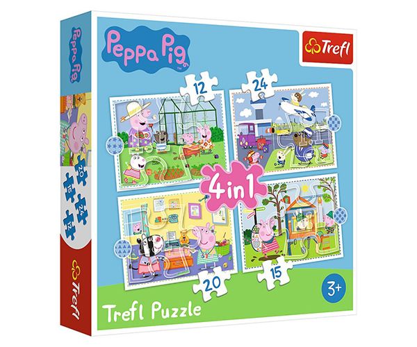 Peppa Pig i sjećanje na ljetovanje puzzle 4 u 1 - Trefl