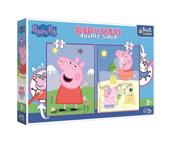 Peppa Pig obostrano 4u1 Baby Maxi puzzle 2x10kom - Trefl