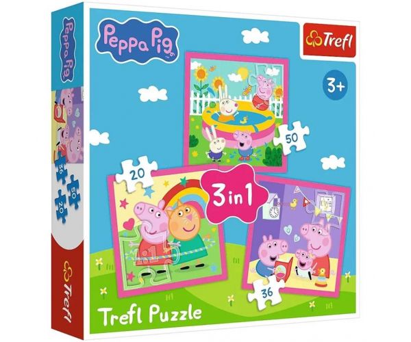 Peppa malac - 3 az 1-ben 20, 36, 50 db-os puzzle - Trefl