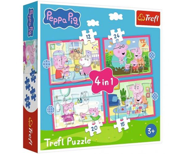 Peppa malac - 4 az 1-ben 12,15,20,24 db-os puzzle - Trefl