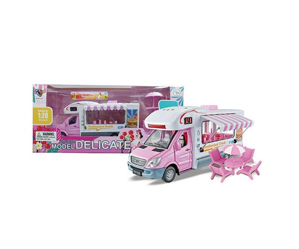 Pink Food Truck mali automobil na uvlačenje sa funkcijom 1/28