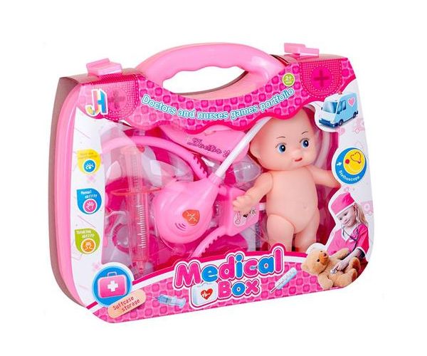 Pink lječnički set sa bebom i dodacima