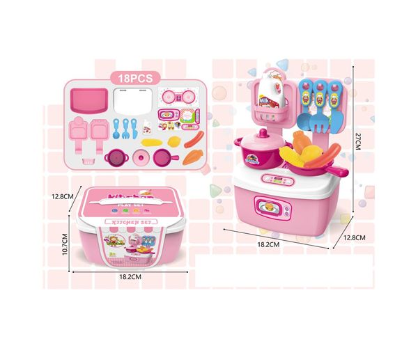 Pink prenosiva kuhinja set od 18kom