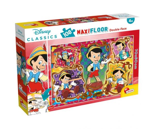 Pinokkió 2 az 1-ben 108db-os puzzle és színező 70x50cm - Lisciani
