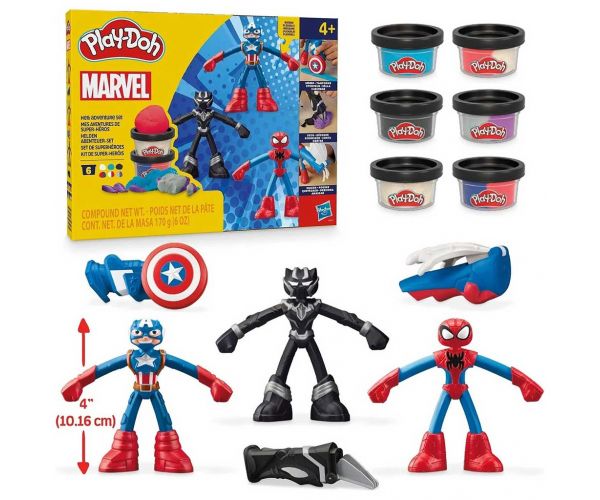 Play-Doh: Marvel - Herojske pustolovine set plastelina s 3 figuricama - Hasbro
