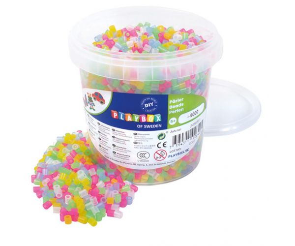 PlayBox: 5 mm MIDI perle za glačanje, 5000 komada, prozirni miks u kanti
