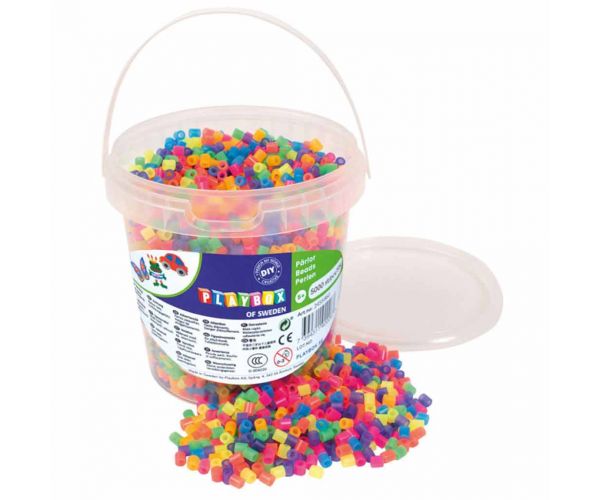 PlayBox: 5mm MIDI neon boje perle za glačanje u kanti, pakiranje od 5000 komada