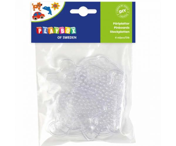 PlayBox: 5mm-es MIDI vasalható gyöngy alap - kutya, autó, hal, virág 4db-os csomag