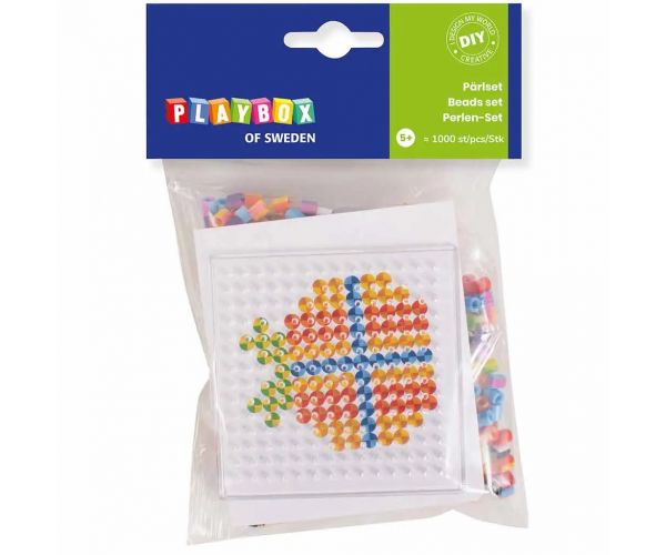 PlayBox: 5mm-es MIDI vasalható gyöngyök - Csíkos darabok 1000db-os csomag